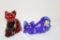 2 FENTON CATS: HANDPAINTED BY S. WATERS, #106/200 AND MENDENHALL