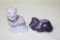 (2) FENTON CATS: HANDPAINTED BY D. FREDRICK, #141/200 AND K.S.B.