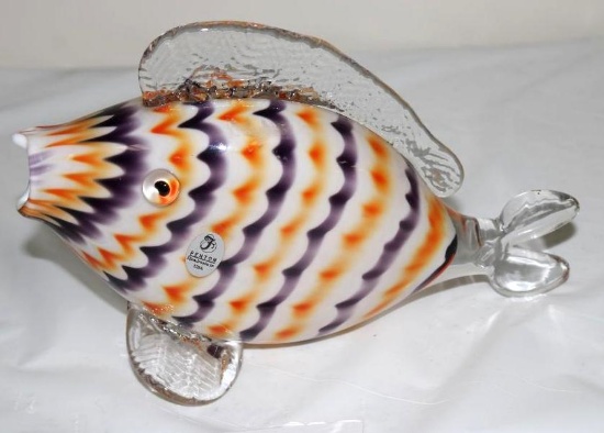 FENTON ART GLASS FISH, BY DAVE FETTY, 2003, 8.5"