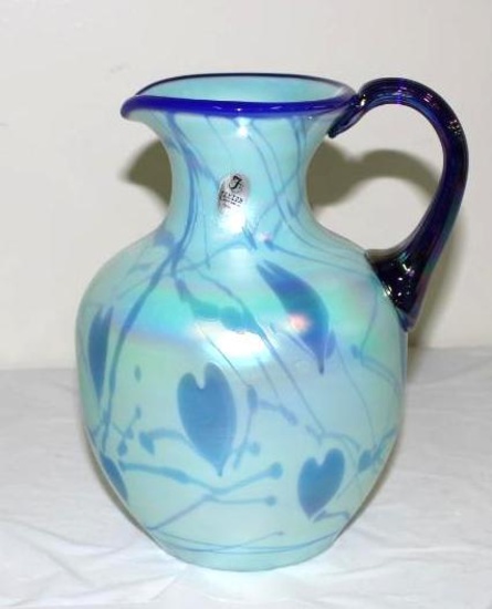 FENTON HANGING HEARTS PITCHER, BY DAVE FETTY, 4/22/2007, #894/1250, 8.25"