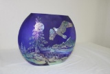 FENTON LARGE FAVERNE PILLOW VASE WITH DESIGNS ON BOTH SIDES,