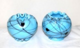 (2) FENTON HANGING HEART PATTERN ROSE BOWLS, 3.5