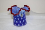 FENTON PATRIOTIC FLUTED TOP VASE, 3