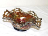 FENTON BLACKBERRY CARNIVAL GLASS BOWL, 7