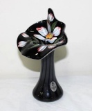 FENTON SMALL JACK-IN-THE-PULPIT, HANDPAINTED BY D. BARBOUR, 6.75