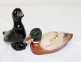 (2) FENTON DUCKS: HANDPAINTED BY J. POWELL AND P. LAUDERMAN