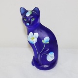 FENTON CAT HANDPAINTED BY S. WATERS