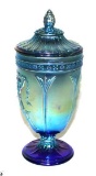 FENTON CARNIVAL GLASS CANDY JAR W/NEOCLASSICAL DESIGN, 2005, 10
