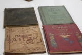 (4) WORLD ATLAS 1893-1939, WEAR VARIES, APPEAR COMPLETE.