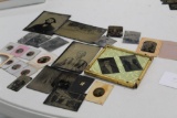 FLAT OF (15+) TIN TYPES INCLUDING HALF PLATE OF BARNYARD