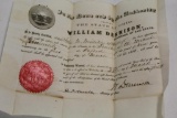 1869 OHIO APPOINTMENT DOCUMENT SIGNED BY GOV. WILLIAM DENISON TO JOHN MILLI