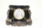 ANSONIA C. 1904 ENAMELED IRON MANTLE CLOCK, POMPEII, 10.75H X 15W
