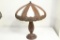 DOUBLE SOCKET TABLE LAMP & FANCY FILIGREE WORK SHADE W/8 SLAG GLASS CARMEL
