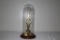 SCISSOR SKELETON FUSEE PENDULUM GLASS DOME MANTLE CLOCK, 25.75H X 12.25W