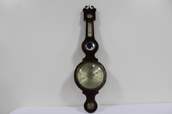 EARLY BAROMETER IN MAHOGANY CASE, A. GUVANELLA (SMALL CRACK TO VENEER, SOME LOSS TO SILVER IN MIRROR
