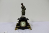 ANSONIA C. 1901 ENAMELED IRONED MANTLE CLOCK, LUCERNE, 20H X 13.25W