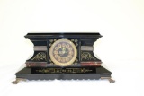 ANSONIA C. 1886 ENAMELED IRON MANTLE CLOCK, VERONA, 10.5H X 21W