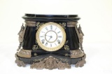 ANSONIA C. 1904 ENAMELED IRON MANTLE CLOCK, POMPEII, 10.75H X 15W