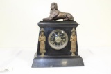 MARTI FRENCH EGYPTIAN REVIVAL MANTLE CLOCK W/SPHINX, 18.5H X 15W