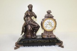 ANSONIA C. 1894 CIRCE MANTLE CLOCK, 19H X 19.5 (MISSING BACK COVER)