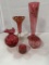 (5) PCS CRANBERRY GLASS VASES