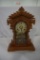 COLBY WRINGER WALNUT KITCHEN CLOCK WITH PAINTED TABLET, REAL NICE CONDITION
