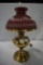 ALADDIN LAMP WITH BURGUNDY SHADE