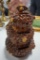 UNUSUAL SEWER TILE REDWARE BANK, SMALL CHIP ON BASE