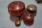 (4) CRANBERRY ENAMEL DECORATED DRESSER BOXES, SMALL, MEDIUM, & LARGE SIZE (