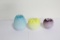 (3) ART GLASS FLUTED ROSE BOWLS, BLUE 6