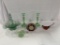 (5) PCS. FENTON INCLUDING CLOCK, SIGN, BIRD, BASKET, AND HAND-PAINTED AND A