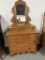 OAK 5-DRAWER STEPBACK DRESSER AND MIRROR, 38