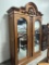 FINE WALNUT INKED ROSEWOOD, MIRROR DOORED WARDROBE, LARGE CARVED CREST, MAD