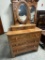 WALNUT VICTORIAN 3-DRW DRESSER, LIFTTOP, MIRROR, BURLED FRONT, 41