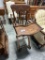 OAK CONVERTIBLE HIGH CHAIR, METAL BRACKETS AND SPACERS ADDED TO TRAY