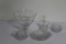 (5) PCS CLEAR GLASS INCLUDING (2) DIVIDED SERVING TRAYS, ETCHED SERVING PLA