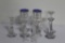 (2) PR CANDLESTICKD, (5) INDIVIDUAL GLASS CANDLESTICKS