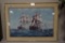 LARGE FRAMED AMERICAN & BRITISH WARSHIPS ARTWORK, 36