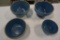 (4) BLUE STONEWARE MIXING BOWLS