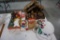 VARIOUS VINTAGE CHRISTMAS ITEMS INCLUDING NATIVITY SCENE, STRANDS OF BUBBLE