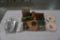 FLAT OF KELLOG'S CEREAL BOWLS, ADVERTISING TINS, NUT CRACKER, BUTTONS, BELT