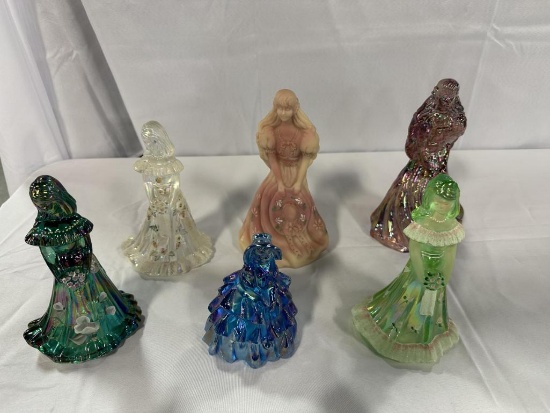 (6) PCS. FENTON FIGURINES, INCLUDING (4) HAND-PAINTED AND ARTIST SIGNED