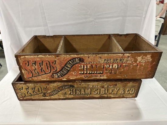 (2) HIRAM SIBLEY & CO SEED BOXES, 29" X 12" X 6"