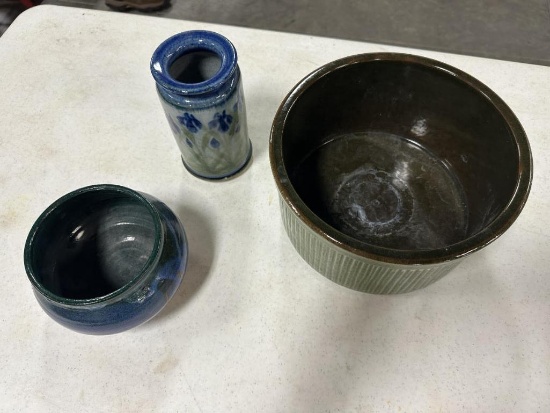 (3) CERAMIC ART POTTERY FLOWER CONTAINERS