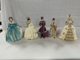 (5) FLORENCE FIGURINES INCLUDING SCARLETT, MARIE ANTOINETTE, DOUGLAS, RHETT