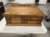 REFINISHED 4-DRAWER COUNTER TOP, LIFT TOP SPOOL CABINET, 32