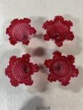 (4) CRANBERRY HOBNAIL LAMP GLOBES