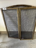 ARTS AND CRAFS FIREPLACE SET INCLUDING TOOLS, SCREEN AND ANDIRONS