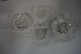 (4) CUT GLASS SERVING DISHES