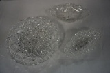 (2) CUT GLASS SERVING DISHES AND BOWL